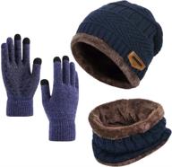 🧣 yvechus winter beanie hat, scarf, and gloves set - 3 in 1, warm knit hat with thick fleece lining for men and women логотип