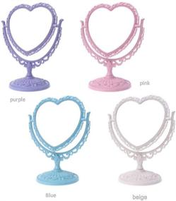 img 1 attached to 💗 AKOAK Heart-Shaped Cosmetic Mirror - Lightweight Plastic Double-Sided Rotatable Dresser Mirror for Bathroom & Bedroom - Lovely & Versatile Mirror - Four Colors Available (Pink)