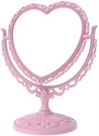 💗 akoak heart-shaped cosmetic mirror - lightweight plastic double-sided rotatable dresser mirror for bathroom & bedroom - lovely & versatile mirror - four colors available (pink) logo