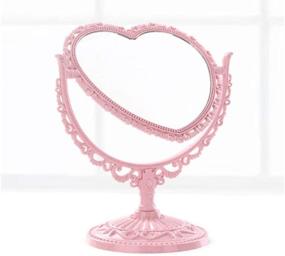 img 3 attached to 💗 AKOAK Heart-Shaped Cosmetic Mirror - Lightweight Plastic Double-Sided Rotatable Dresser Mirror for Bathroom & Bedroom - Lovely & Versatile Mirror - Four Colors Available (Pink)