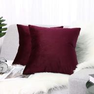 🔴 lewondr velvet soft throw pillow cover, 2 pack modern solid color square decorative throw pillow case cushion covers for car sofa bed couch home christmas decor - 18x18 (45x45cm), burgundy логотип