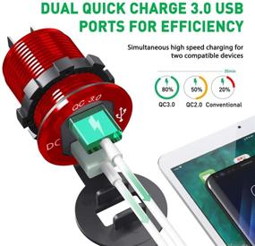 img 3 attached to 🔌 BAODANTECH Waterproof Dual USB Fast Charger Socket with LED Display - Quick Charge 3.0, 12V/24V 36W, Aluminum Power Outlet for Marine, Boat, Motorcycle, Truck, Golf Cart and More