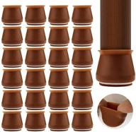 🪑 24 pcs chair leg caps with felt bottom - round & square silicone protectors for furniture legs, elastic silicone cover for floor protection and noise reduction (coffee) logo