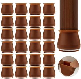 img 4 attached to 🪑 24 PCS Chair Leg Caps with Felt Bottom - Round & Square Silicone Protectors for Furniture Legs, Elastic Silicone Cover for Floor Protection and Noise Reduction (Coffee)