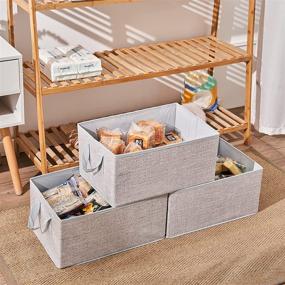 img 2 attached to 📦 Sami Time Large Storage Bins, 15.8x11.1x7.9 Inches, Fabric Closet Organizer Shelf Cube with Handle, Decorative Home Office Storage Baskets for Shelves, 3-Pack