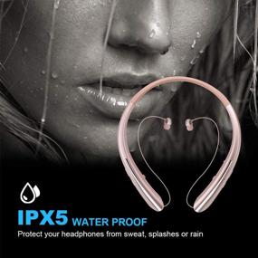 img 2 attached to 🌹 Rose Bluetooth Retractable Headphones - Wireless Earbuds Neckband Headset for Sports, Noise Cancelling Stereo Earphones with Mic (12 Hours Playtime, Call Vibrate Alert)