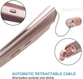 img 4 attached to 🌹 Rose Bluetooth Retractable Headphones - Wireless Earbuds Neckband Headset for Sports, Noise Cancelling Stereo Earphones with Mic (12 Hours Playtime, Call Vibrate Alert)