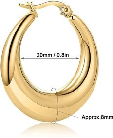 img 3 attached to 🌙 Stylish Hollow Tube Hoop Earrings for Women and Girls - Gold/Silver Moon/Oval Shape with Snap Design and Polished Surface