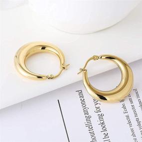 img 1 attached to 🌙 Stylish Hollow Tube Hoop Earrings for Women and Girls - Gold/Silver Moon/Oval Shape with Snap Design and Polished Surface