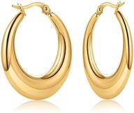 🌙 stylish hollow tube hoop earrings for women and girls - gold/silver moon/oval shape with snap design and polished surface logo