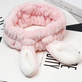 img 1 attached to 👯 2Pcs Women's Fashion Flannel Bunny Ear Headband for Makeup and Shower