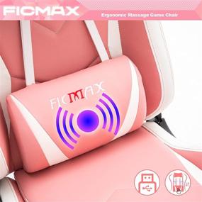 img 2 attached to 🎮 Ficmax Pink Gaming Chair: Ergonomic Office Chair with Footrest, Lumbar Support, and Massage for Gamers - Racing Style, Reclining, Adjustable, High Back PU Leather - Perfect for a Comfortable Gaming Experience!