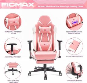 img 3 attached to 🎮 Ficmax Pink Gaming Chair: Ergonomic Office Chair with Footrest, Lumbar Support, and Massage for Gamers - Racing Style, Reclining, Adjustable, High Back PU Leather - Perfect for a Comfortable Gaming Experience!