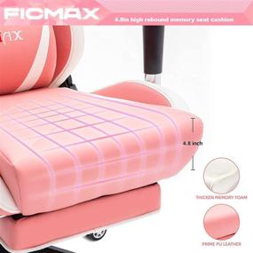 img 1 attached to 🎮 Ficmax Pink Gaming Chair: Ergonomic Office Chair with Footrest, Lumbar Support, and Massage for Gamers - Racing Style, Reclining, Adjustable, High Back PU Leather - Perfect for a Comfortable Gaming Experience!