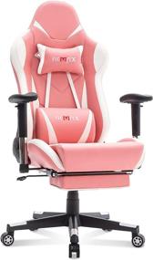 img 4 attached to 🎮 Ficmax Pink Gaming Chair: Ergonomic Office Chair with Footrest, Lumbar Support, and Massage for Gamers - Racing Style, Reclining, Adjustable, High Back PU Leather - Perfect for a Comfortable Gaming Experience!