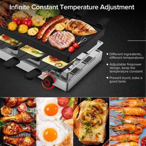 img 2 attached to 450°F Adjustable Indoor Korean BBQ Grill, 8-Serving Raclette Table Grill, LaraLov Smokeless Grill, Fast Heating 1500W, Removable & Dishwasher Safe