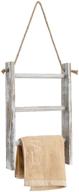 🧺 sageme wood wall hanging hand towel storage ladder with rope - rustic farmhouse 3-tier towel rack for bathroom and kitchen logo