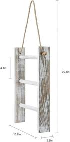 img 2 attached to 🧺 Sageme Wood Wall Hanging Hand Towel Storage Ladder with Rope - Rustic Farmhouse 3-Tier Towel Rack for Bathroom and Kitchen