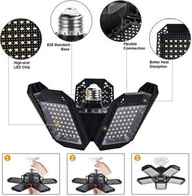 img 3 attached to 120W Deformable LED Garage Ceiling Lights (2 Pack) - Powerful 12000LM, 5 Adjustable Panels - Ideal for Garage, Basement, Barn, High Bay