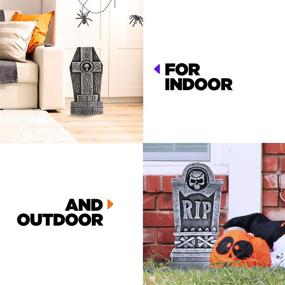 img 3 attached to 🪦 Prextex 5-Pack Foam Graveyard Tombstones - Outdoor Halloween Decorations for Yard and Lawn - RIP Gravestones