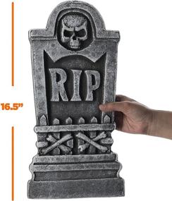 img 2 attached to 🪦 Prextex 5-Pack Foam Graveyard Tombstones - Outdoor Halloween Decorations for Yard and Lawn - RIP Gravestones