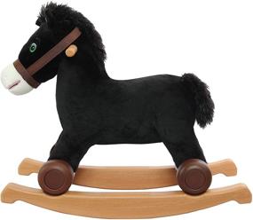 img 1 attached to 🐴 Black Rockin' Rider Cocoa 2-in-1 Pony Plush Ride-On