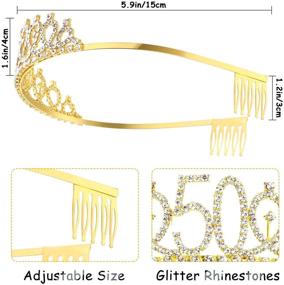 img 2 attached to Набор бабочки и тиары к 50-летию для 50-летия, бабочка и корона 50 и великолепные украшения для вечеринки - розовое золото и розовый