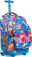 🎒 j world new york sundance rolling backpack - stylish tie dye roller bookbag for girls and boys in one size logo