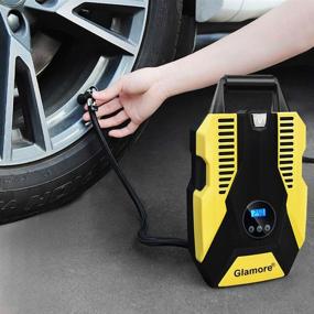 img 3 attached to 🚗 Glamore Portable Air Compressor for Car Tires, Digital Tire Inflator, 12V DC Air Compressor Tire Inflators, Air Tire Pump, 150 PSI with Emergency LED Flashlight for Cars, Motorcycles, Bikes, Balloons