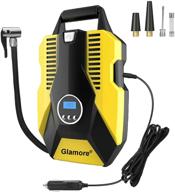 🚗 glamore portable air compressor for car tires, digital tire inflator, 12v dc air compressor tire inflators, air tire pump, 150 psi with emergency led flashlight for cars, motorcycles, bikes, balloons logo