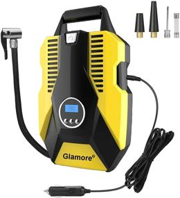 img 4 attached to 🚗 Glamore Portable Air Compressor for Car Tires, Digital Tire Inflator, 12V DC Air Compressor Tire Inflators, Air Tire Pump, 150 PSI with Emergency LED Flashlight for Cars, Motorcycles, Bikes, Balloons
