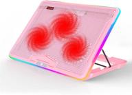 🌸 nacodex pink rgb laptop cooling pad: stylish cooling solution for 19” laptops with quiet led fans and touch control logo