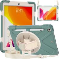 zenrich new ipad 8th generation case 2020, ipad 7th generation case for 10.2 inch 2019 a2197/a2198/a2200 with pencil holder, kickstand, hand strap & shoulder strap (emerald green) logo