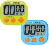 🕒 versatile set of 2 digital kitchen alarm clocks - countdown timer, large lcd, easy-to-use buttons - fresh blue and green - magnet and tabletop stand logo