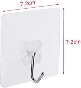 img 3 attached to 🔉 Transparent Adhesive Wall Hooks 16 Pack -Heavy Duty Hooks for Kitchen, Bathroom, Door, Ceiling - Holds up to 22 Pound/10 KG - 7.2cm x 7.2cm