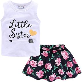 img 4 attached to 🌸 Stylish Mud Kingdom Girls Outfits: Summer Floral Tank Top and Skirt Set in Chiffon for Holiday Oufits