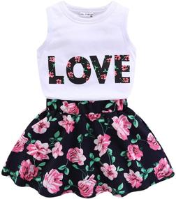 img 3 attached to 🌸 Stylish Mud Kingdom Girls Outfits: Summer Floral Tank Top and Skirt Set in Chiffon for Holiday Oufits