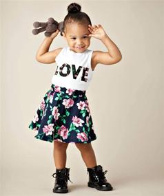 img 2 attached to 🌸 Stylish Mud Kingdom Girls Outfits: Summer Floral Tank Top and Skirt Set in Chiffon for Holiday Oufits