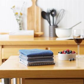 img 1 attached to 🧽 DII Everyday Cotton Kitchen Towels, Dishcloth Set, Assorted Blue - Ultra Absorbent, 5 Piece