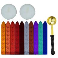 🔥 набор палочек для герметизации винтажного типа: 10 шт. многоцветных палочек от nydotd, ретро-ложка, 2 белые свечи - идеально подходит для печати печати из воска. логотип
