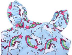 img 1 attached to 🌈 COTRIO Girls Rainbow Unicorn Swimsuit: Two-Piece Bikini Set for Kids - Tankini Bathing Suit Swimwear