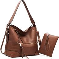 👜 стильный и универсальный большой сумочка хобо для женщин - сумка через плечо сумочка из искусственной кожи 2 шт. набор с кошельком - изготовлен из искусственной кожи pu. логотип