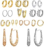 🔗 wholesale set of 12 pairs gold/silver hoop earrings - small and big sizes for women and teen girls (8mm) logo