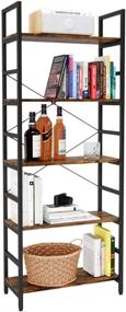 img 3 attached to 📚 Bestier Bookshelf: Versatile 5 Tier Adjustable Shelf Organizer for Home, Office, and Kitchen - Rustic Brown Storage Rack Stand
