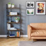 📚 bestier bookshelf: versatile 5 tier adjustable shelf organizer for home, office, and kitchen - rustic brown storage rack stand logo