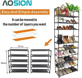 img 2 attached to 👟 AOSION 10 Tier Shoe Rack: Organize 50 Pairs of Shoes, Space-Saving Closet Shoe Organizer: Large, Lightweight and Removable, Black