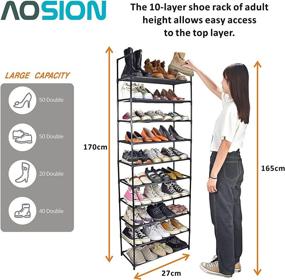 img 1 attached to 👟 AOSION 10 Tier Shoe Rack: Organize 50 Pairs of Shoes, Space-Saving Closet Shoe Organizer: Large, Lightweight and Removable, Black