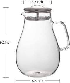 img 2 attached to 🥤 HIWARE 64oz Glass Pitcher with Stainless Steel Lid - Ideal Beverage Pitcher for Juice, Iced Tea, and More - Includes Cleaning Brush