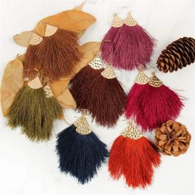 img 1 attached to 💃 Chic Bohemian Thread Fringe Statement Earrings: Stylish Jewelry for Girls