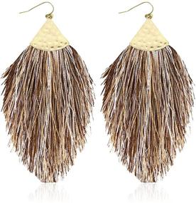 img 4 attached to 💃 Chic Bohemian Thread Fringe Statement Earrings: Stylish Jewelry for Girls